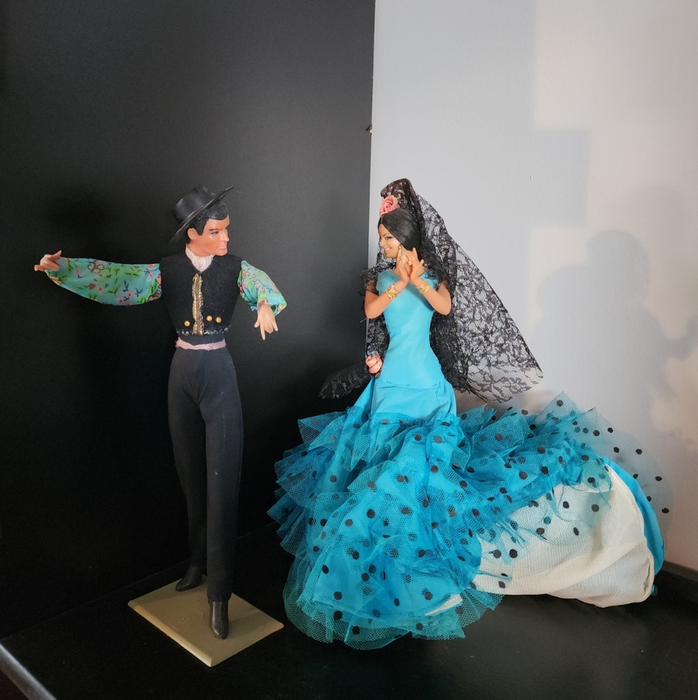 Vintage Pair 13" Marin Chiclana Spanish Flamenco Dolls